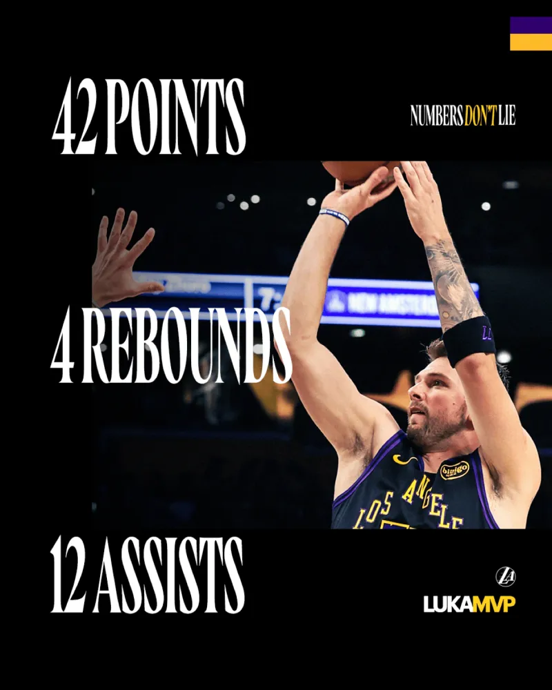 博鱼体育官网-砍下42分!湖人官媒晒东契奇数据海报:当之无愧的MVP